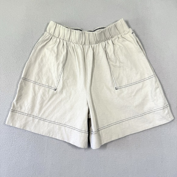 Free People Pants - Free People Beach Shorts Womens XS Cream Contrast Stitch Pull On Pockets 5.5"